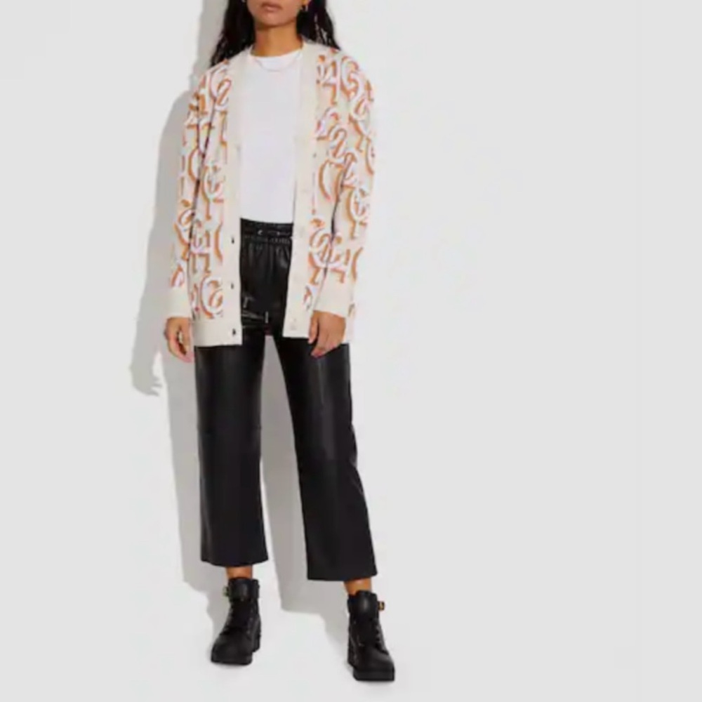 Coach Ivory Monogram Cardigan